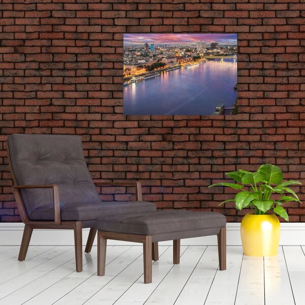 Slika noćnog grada Bratislave s rijekom (70x50 cm)
