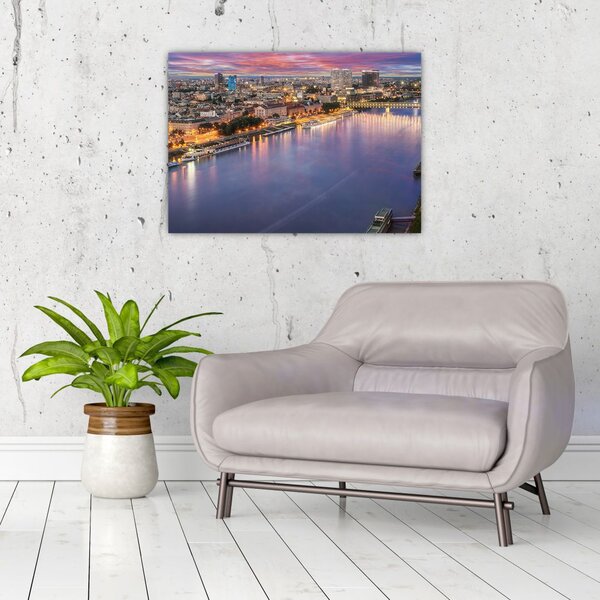 Slika noćnog grada Bratislave s rijekom (70x50 cm)