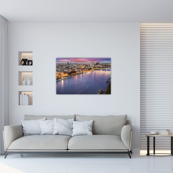 Slika noćnog grada Bratislave s rijekom (90x60 cm)