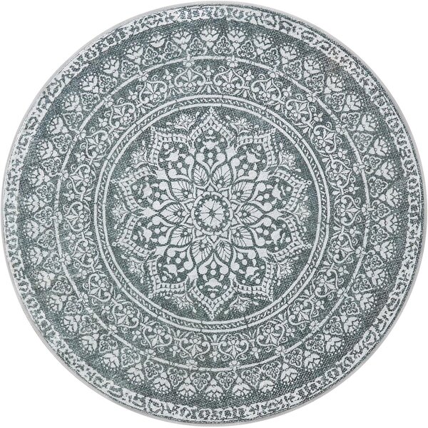 Okrugli tepih, vanjski tepih, boho, promjer 160 cm, periv, antracitno siva