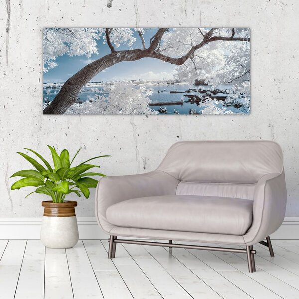 Slika snježnog stabla uz vodu (120x50 cm)