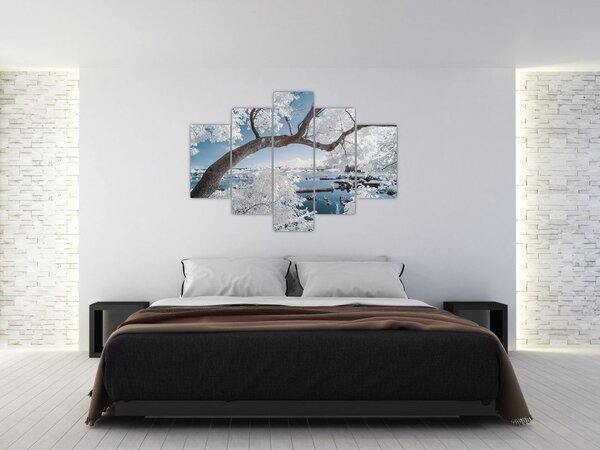 Slika snježnog stabla uz vodu (150x105 cm)