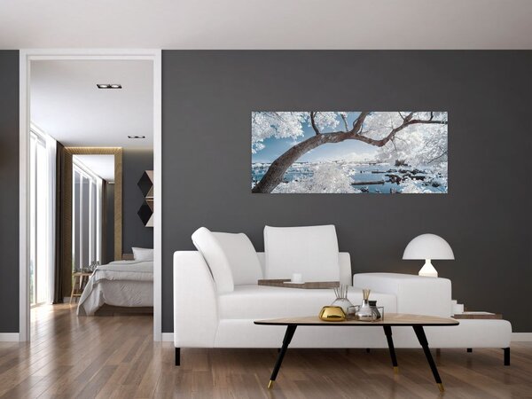 Slika snježnog stabla uz vodu (120x50 cm)