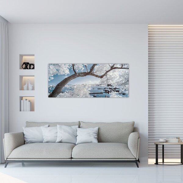 Slika snježnog stabla uz vodu (120x50 cm)