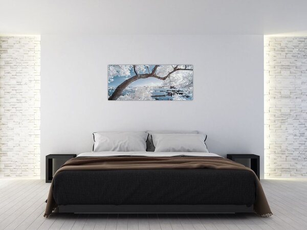 Slika snježnog stabla uz vodu (120x50 cm)