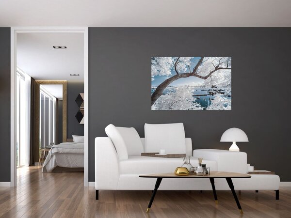 Slika snježnog stabla uz vodu (90x60 cm)