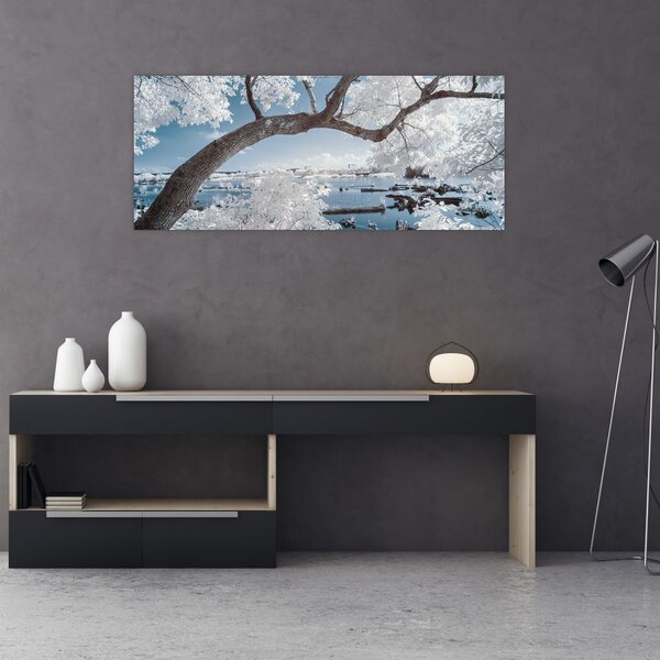 Slika snježnog stabla uz vodu (120x50 cm)