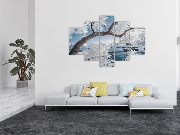 Slika snježnog stabla uz vodu (150x105 cm)