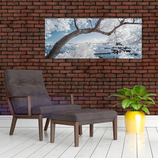 Slika snježnog stabla uz vodu (120x50 cm)