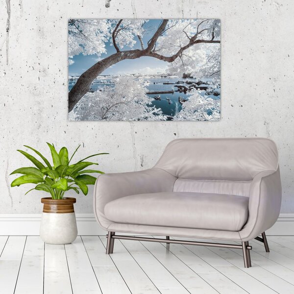 Slika snježnog stabla uz vodu (90x60 cm)