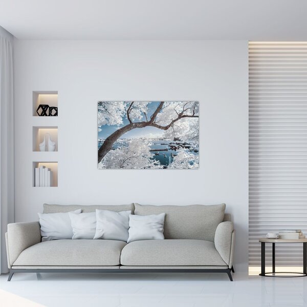 Slika snježnog stabla uz vodu (90x60 cm)