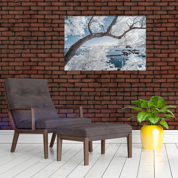 Slika snježnog stabla uz vodu (90x60 cm)