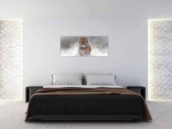 Slika tigra koji trči u snijegu (120x50 cm)