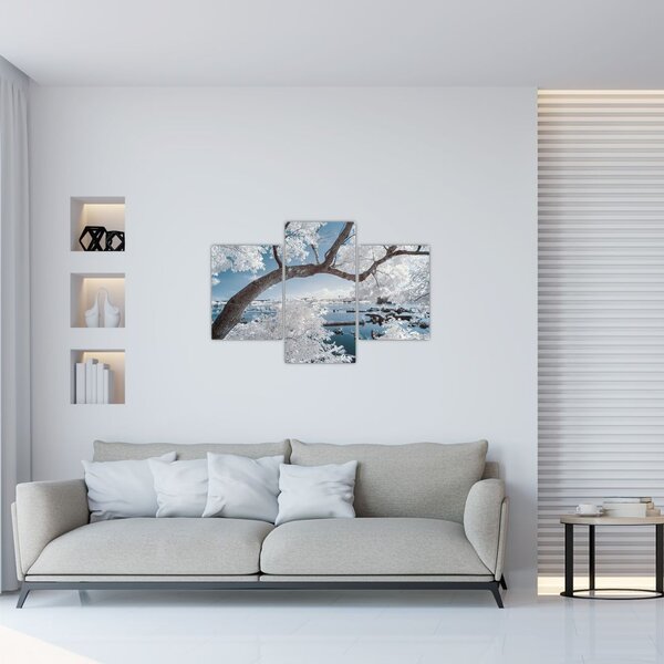 Slika snježnog stabla uz vodu (90x60 cm)