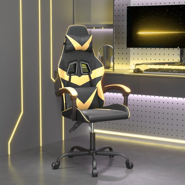 VidaXL Igraća stolica crno-zlatna od umjetne kože