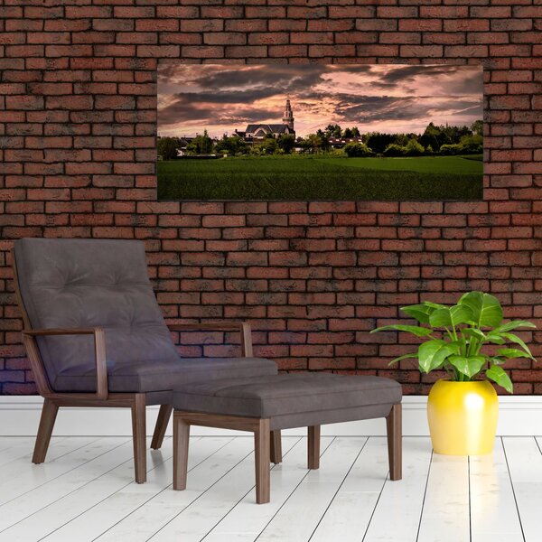 Slika pejzaža s crkvom (120x50 cm)