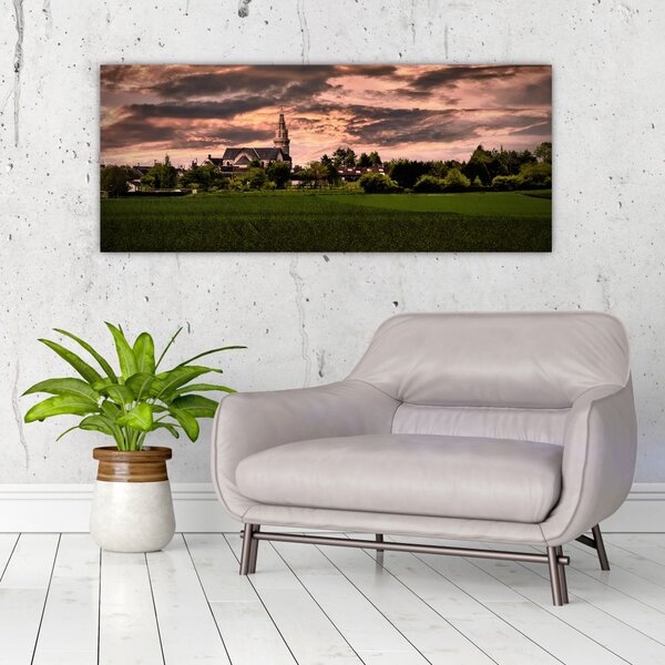 Slika pejzaža s crkvom (120x50 cm)