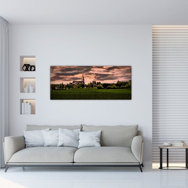 Slika pejzaža s crkvom (120x50 cm)