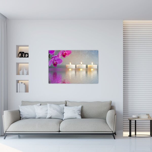 Slika svijeća na vodi (90x60 cm)
