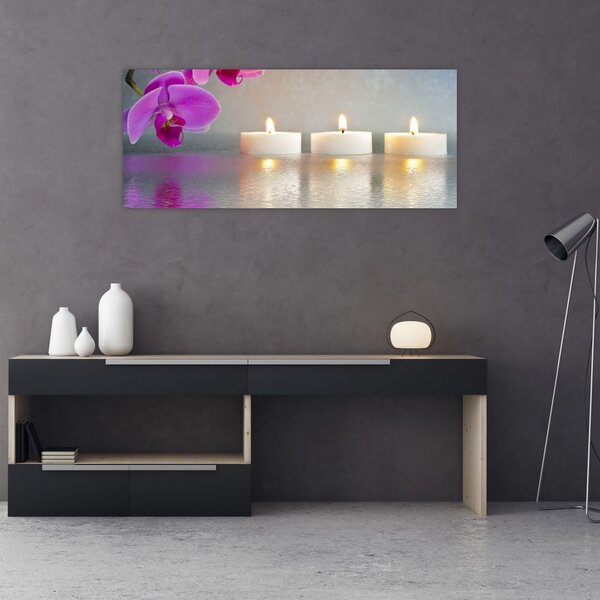 Slika svijeća na vodi (120x50 cm)