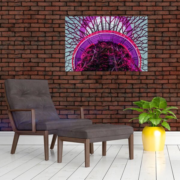 Apstraktna slika - ljubičaste grane (90x60 cm)