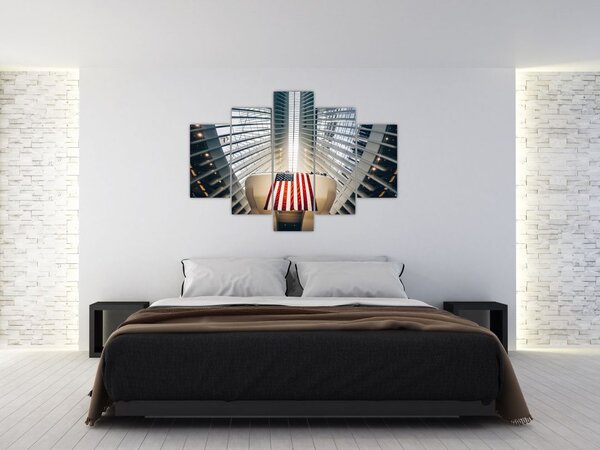 Slika zgrade s američkom zastavom (150x105 cm)