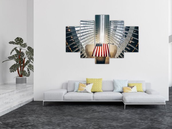 Slika zgrade s američkom zastavom (150x105 cm)