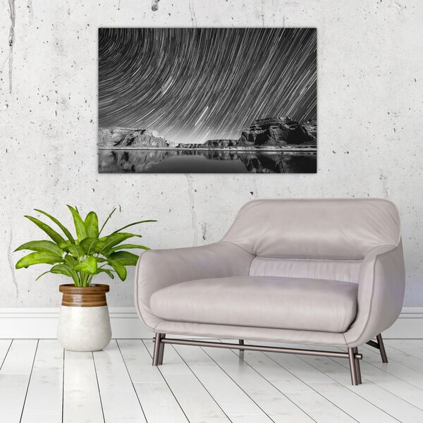 Crno-bijela slika zvjezdanog neba (90x60 cm)