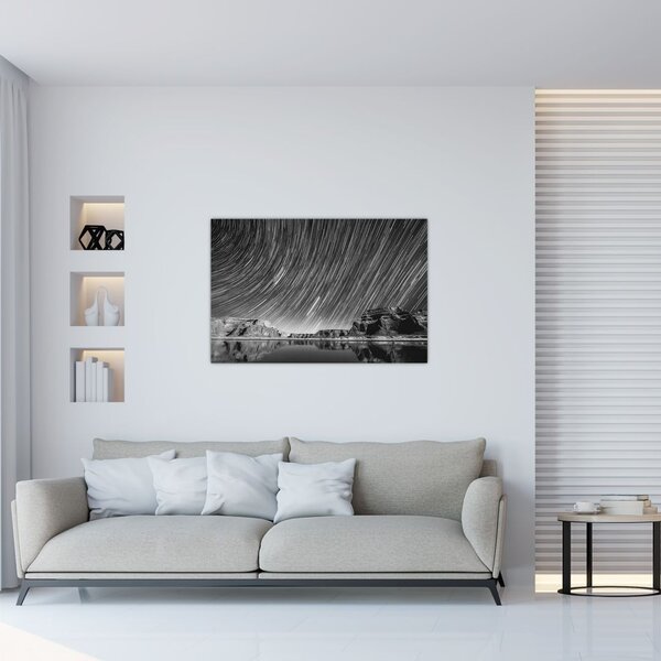 Crno-bijela slika zvjezdanog neba (90x60 cm)