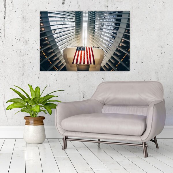 Slika zgrade s američkom zastavom (90x60 cm)