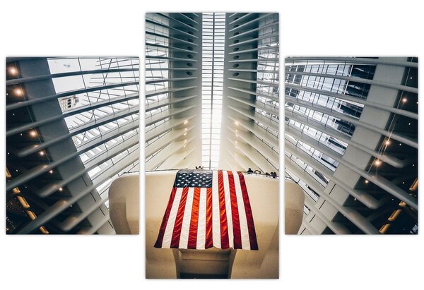 Slika zgrade s američkom zastavom (90x60 cm)