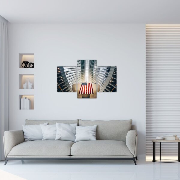 Slika zgrade s američkom zastavom (90x60 cm)
