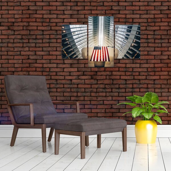 Slika zgrade s američkom zastavom (90x60 cm)