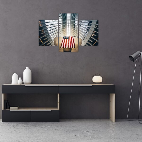Slika zgrade s američkom zastavom (90x60 cm)
