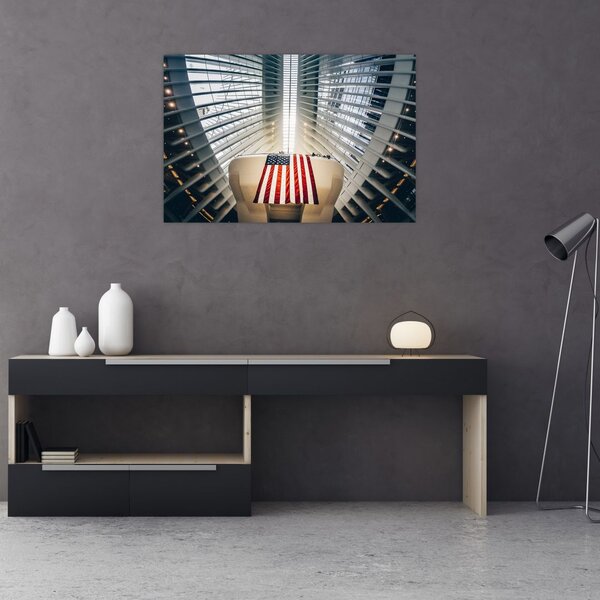 Slika zgrade s američkom zastavom (90x60 cm)