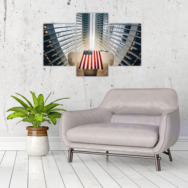 Slika zgrade s američkom zastavom (90x60 cm)
