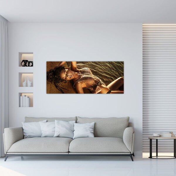 Slika žene koja leži na plaži (120x50 cm)