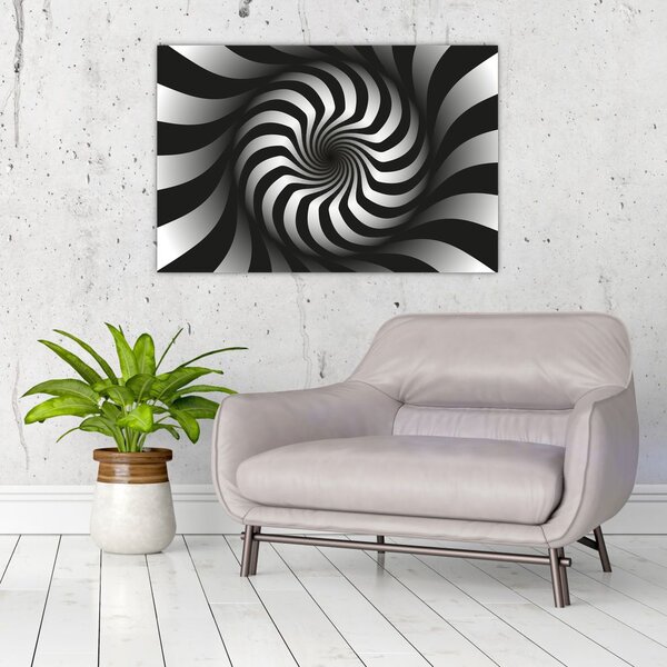 Apstraktna slika crno-bijele spirale (90x60 cm)