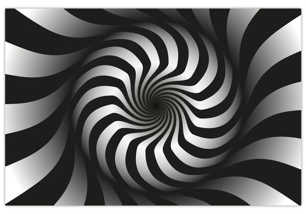 Apstraktna slika crno-bijele spirale (90x60 cm)