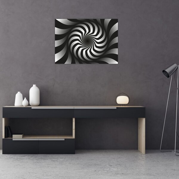 Apstraktna slika crno-bijele spirale (70x50 cm)