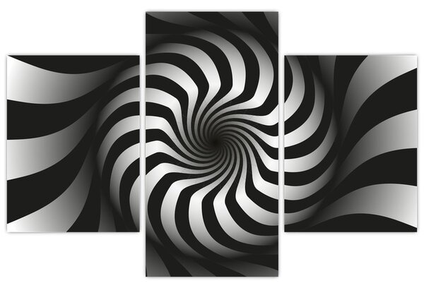Apstraktna slika crno-bijele spirale (90x60 cm)