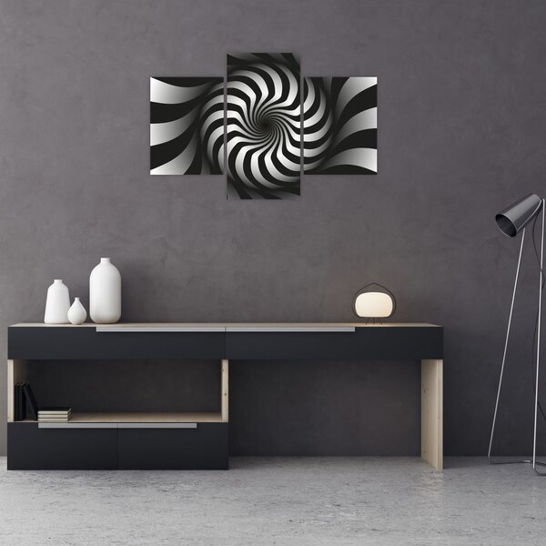 Apstraktna slika crno-bijele spirale (90x60 cm)