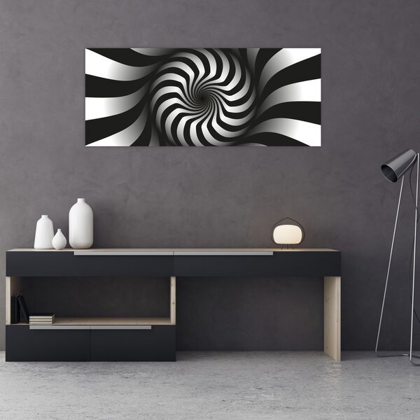 Apstraktna slika crno-bijele spirale (120x50 cm)