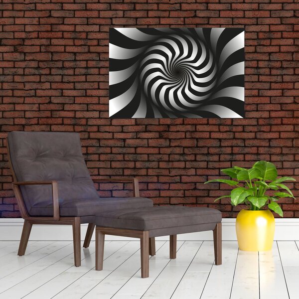 Apstraktna slika crno-bijele spirale (90x60 cm)