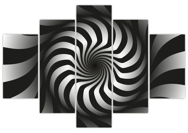 Apstraktna slika crno-bijele spirale (150x105 cm)