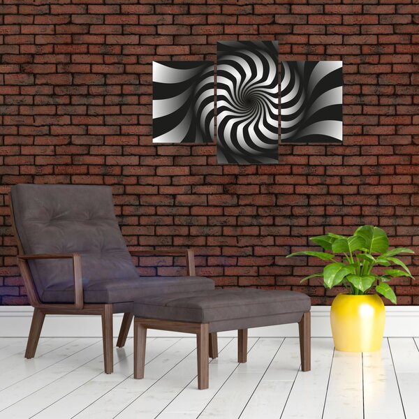 Apstraktna slika crno-bijele spirale (90x60 cm)