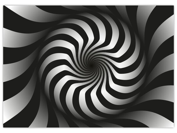 Apstraktna slika crno-bijele spirale (70x50 cm)