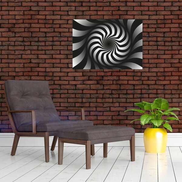 Apstraktna slika crno-bijele spirale (70x50 cm)