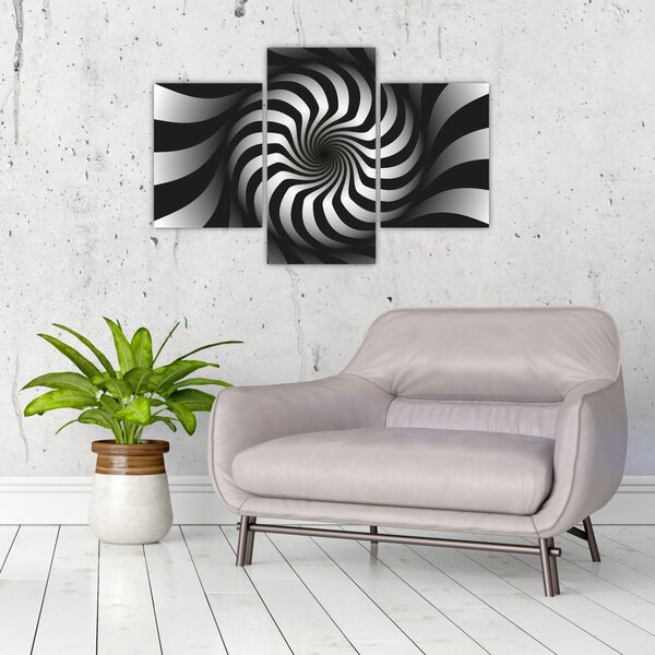 Apstraktna slika crno-bijele spirale (90x60 cm)