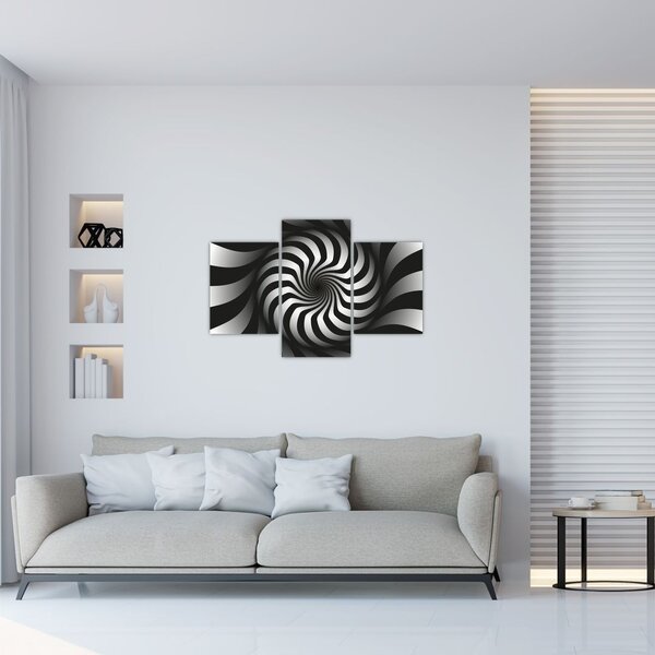 Apstraktna slika crno-bijele spirale (90x60 cm)